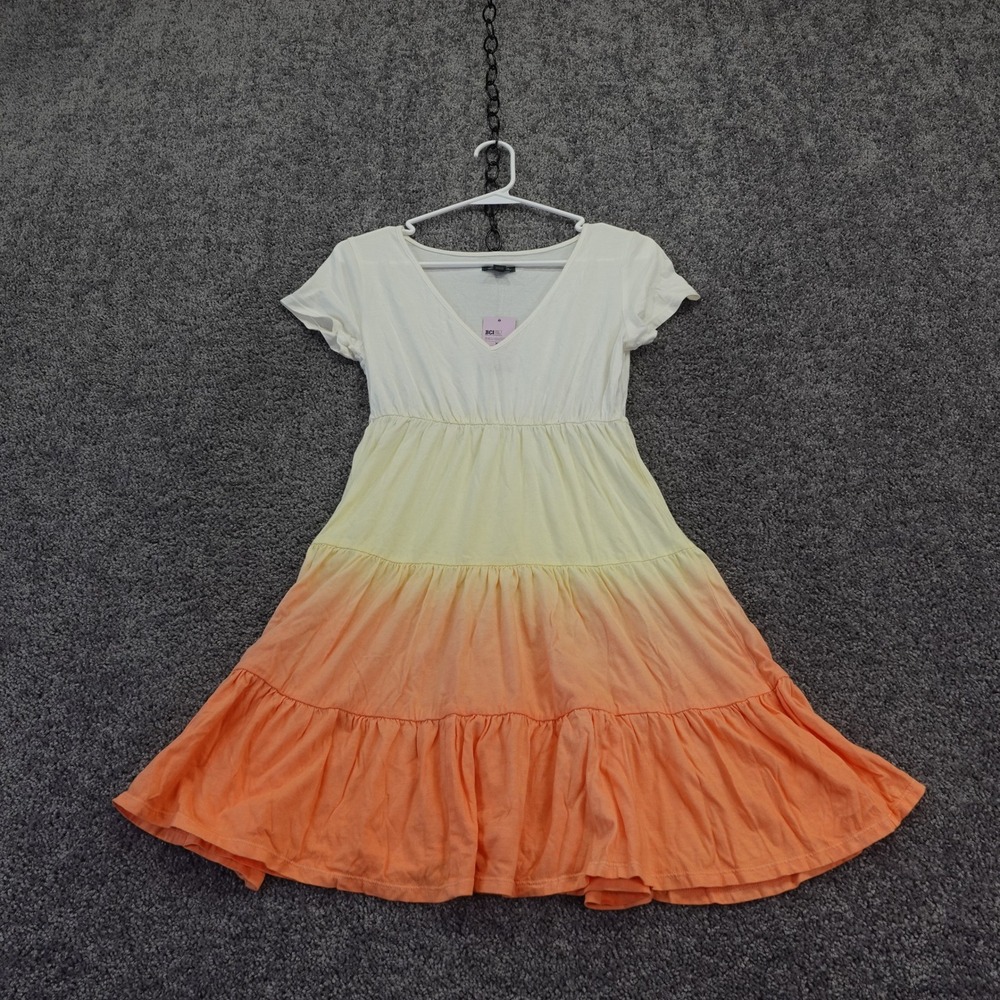 Wild Fable Dress Womens Extra Small Orange Dip Dye Tiered V Neck Short Sleeve